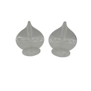 Vintage Clear Glass Jack in the Pulpit Floral Candlestick Holders Set of 2